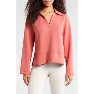 Spanx AirEssentials Scuba Knit Polo Top in Clay at Nordstrom, Size X-Small