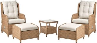 Beliani Conjunto de jard&iacute;n de rat&aacute;n sint&eacute;tico marr&oacute;n 2 personas