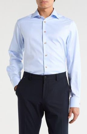 Eton Geometric Texture Twill Dress Shirt in Light Blue at Nordstrom Rack, Size 18.5