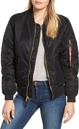Alpha Industries MA-1 W Bomber Jacket in Black at Nordstrom, Size X-Small