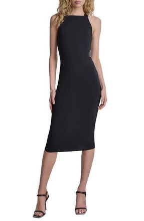 DKNY Logo Sleeveless Midi Body-Con Dress in Black at Nordstrom, Size Xx-Small