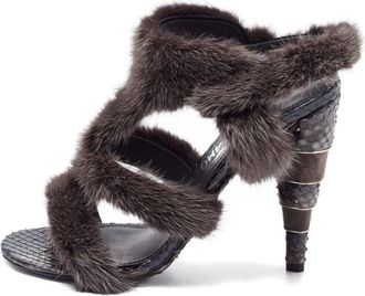 Ferragamo Sandali con effetto pitonato - Marrone