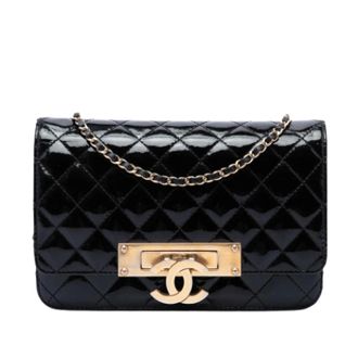 Chanel Pre-owned Vintage Patent Flap Crossbody Bag - Dames - Pre-owned - Zwart - Maat: ONE Size Leer