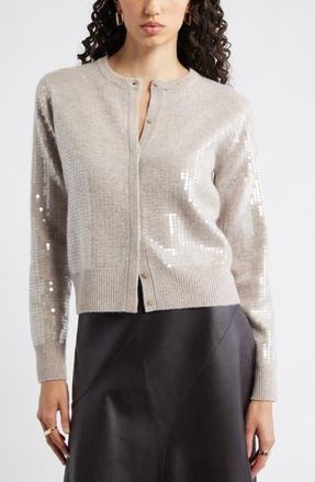 Nordstrom Sequin Wool & Cashmere Cardigan in Tan Ethereal Heather Sequin at Nordstrom Rack, Size X-Small