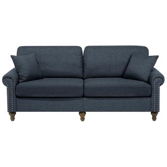 Beliani Sof&aacute; 3 Plazas Tapizado En Tela Gris Oscuro Estilo Chesterfield Con Respaldo Bajo Otra