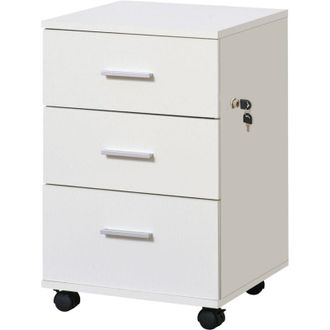 Vinsetto Vinsetto - Mueble Oficina De 3 Cajones Ruedas Con Frenos Cerradura 40x40x61,5 Cm Blanco
