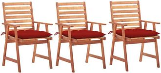 vidaXL Vidaxl - Sillas Comedor De Jard&iacute;n 3 Uds Madera Maciza Acacia Y Cojines