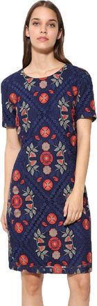 Desigual Womens Ble Lace Detail Elisa Dress 44 UK 16 Blue