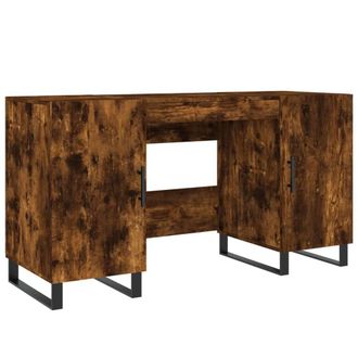 Berkfield Home Desk Smoked Oak 140x50x75 cm Engineered Wood in Brown | Size: 140 x 50 x 75 cm