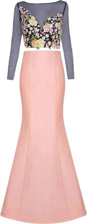Tarik Ediz Womens Two Piece Mermaid Evening Maxi Dress In Peach Nectar