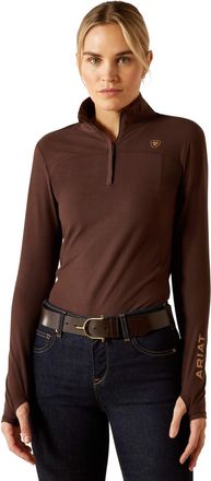 Ariat Womens Lowell 3.0 1/4 Zip Baselayer Top Long Sleeve in Java, Size X-Large, by Ariat