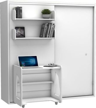 Muemue Cama abatible habitacion completa + colch&oacute;n blanco 208x200x212cm