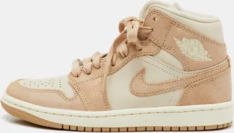 Air Jordan s Light Brown Leather Legend Air Jordan 1 Mid Top Sneakers