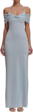 Generic Ladies Sleeveless Off Shoulder Evening Maxi Dress Halterneck Slim Long Dresses with Mesh Detail and Open Back