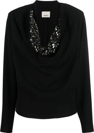 Isabel Marant Leary blouse - women - Polyester/Cotton/Acetate - 40 - Black