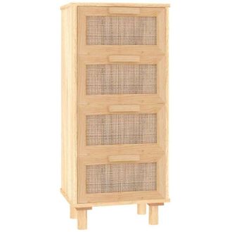 vidaXL Vidaxl - Aparador marrón madera pino maciza y ratán natural 40x30x90 cm