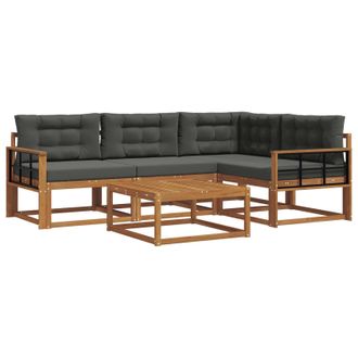 vidaXL Conjunto De Sof&aacute;s De Exterior 5 Pcs Natural Y Antracita Vidaxl