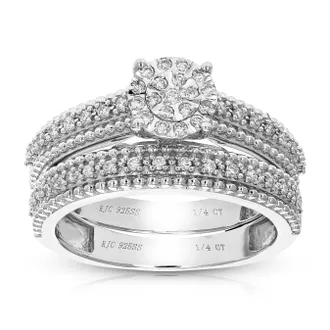 Vir Jewels 1/4 cttw Lab Grown Diamond Wedding Bridal Set in Sterling Silver For Women