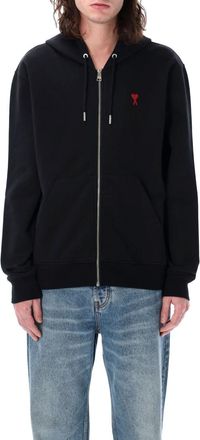 Ami Black Logo Zip-Up Hoodie