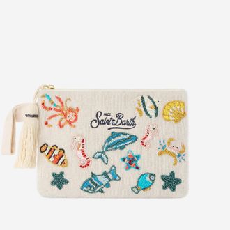 MC2 Saint Barth Clutch Mc2 Saint Barth De Algod&oacute;n Con Motivos Marinos De Pedrer&iacute;a