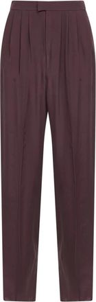 Saint Laurent Wide Trousers, female, Purple, Size: S Pants in Silk Habotai