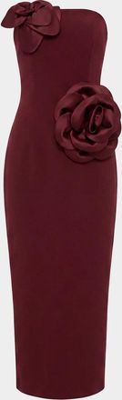 Mac Duggal Floral Crepe Strapless Maxi Dress