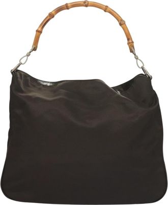 Gucci Bamboo Brown Nylon Tote Bag (Pre-Owned)