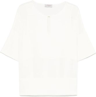 Alberto Biani Ivoor Shirts met Korte Mouwen - Dames - Blouses - Beige - L - Overhemden