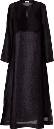 Tory Burch Kleedjes, Dames, Zwart, L, Linnen, Linnen en Zijden Kaftan