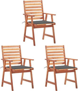 vidaXL Vidaxl - Sillas Comedor De Jard&iacute;n Y Cojines 3 Uds Madera Maciza Acacia