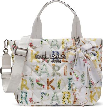 Karl Lagerfeld Voyage Nylon Tote with Bow in White Multi at Nordstrom