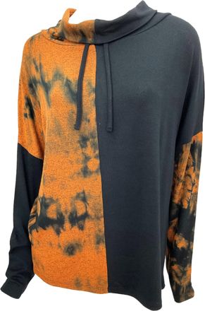 French Kyss Marble Wash Drawstring Cowlneck Top In Spice