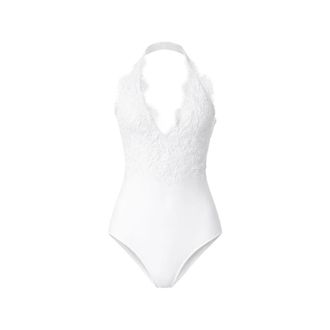 Ermanno Scervino One-piece, female, White, Size: L Lace Detail Swimsuit