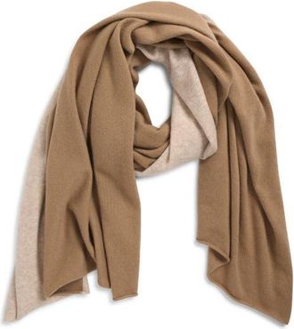 Vince Boiled Cashmere Border Wrap Scarf in Biscuit at Nordstrom