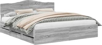 vidaXL Estructura De Cama Gris Sonoma 180 X 200 Cm Madera Ingenieril Vidaxl