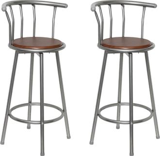 vidaXL Taburetes De Cocina 2 Unidades Acero Marr&oacute;n Vidaxl