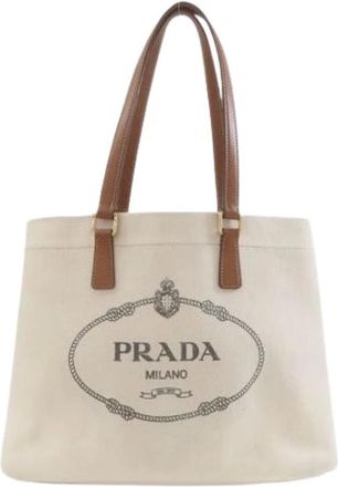Prada Pre-owned Tote Bags, female, White, Size: ONE SIZE Pre-owned Vintage Tote Bag