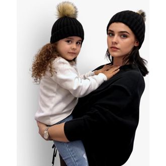 Accouch&eacute;e Mom n Me Beanie Set in Black at Nordstrom