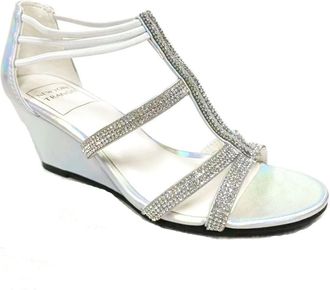 New York Transit Womens New York Transit Baguette Sandals White Strappy Wedge Heel GAL1981