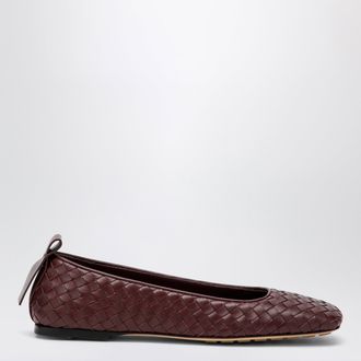 Bottega Veneta Ballerine Charlotte in pelle intrecciata color mogano