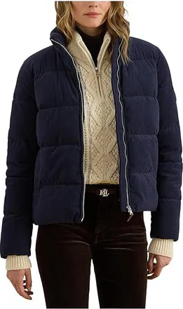 Lauren Ralph Lauren Corduroy Puffer Womens Jacket Dark Navy : MD, Polyester