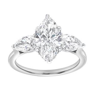 LuvMyJewelry Fallon 3CT Marquise & Pear Three Stone Lab Diamond Ring 14K Gold in 14K White Gold at Nordstrom, Size 7