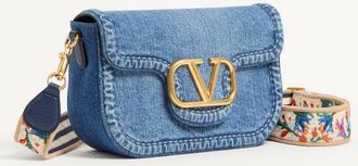 Valentino Garavani Borsa A Spalla Valentino Garavani Alltime In Denim Con Tracolla Nastro Ricamato Donna DENIM/WORKER UNI