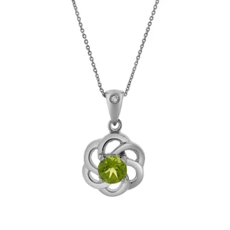 LuvMyJewelry Sarina Sterling Silver 0.01 Ct Diamond Floral Pendant