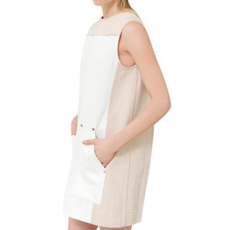 Chloé Sleeveless mini dress in colour-block stretch denim canvas Size S