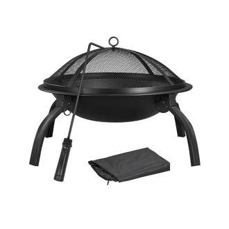 Yaheetech Yaheetech - Plegable Brasero Exterior Para Jard&iacute;n Estufas De Le&ntilde;a Terraza Chimenea Port&aacute;til Con P&oacute;quer 54 X 38,5 Cm