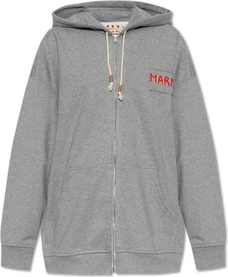 Marni Oversized Cotton Sweat - Dames - Vesten met rits - Grijs - XS - Katoen - Hoodies & sweatvesten