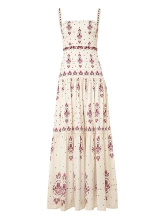 Agua Bendita Lima maxi-jurk met bloemenprint - Beige