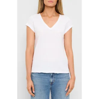 Michael Stars Baxter Raw Edge Supima Cotton T-Shirt in White at Nordstrom