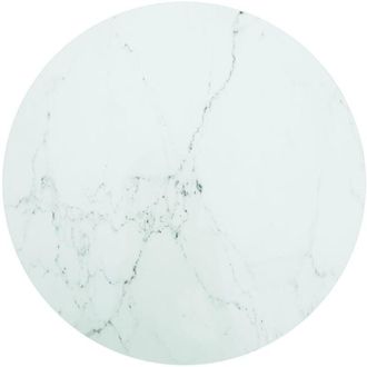 vidaXL Piano per Tavolo Bianco Ø70x0,8 cm Vetro Temperato Design Marmo - Vidaxl